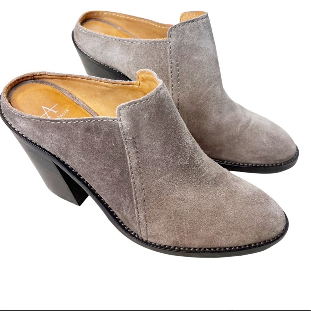 AQUATALIA New Leather Suede Stacked Heel Boots in Taupe Size 8 - Picture 3 of 15
